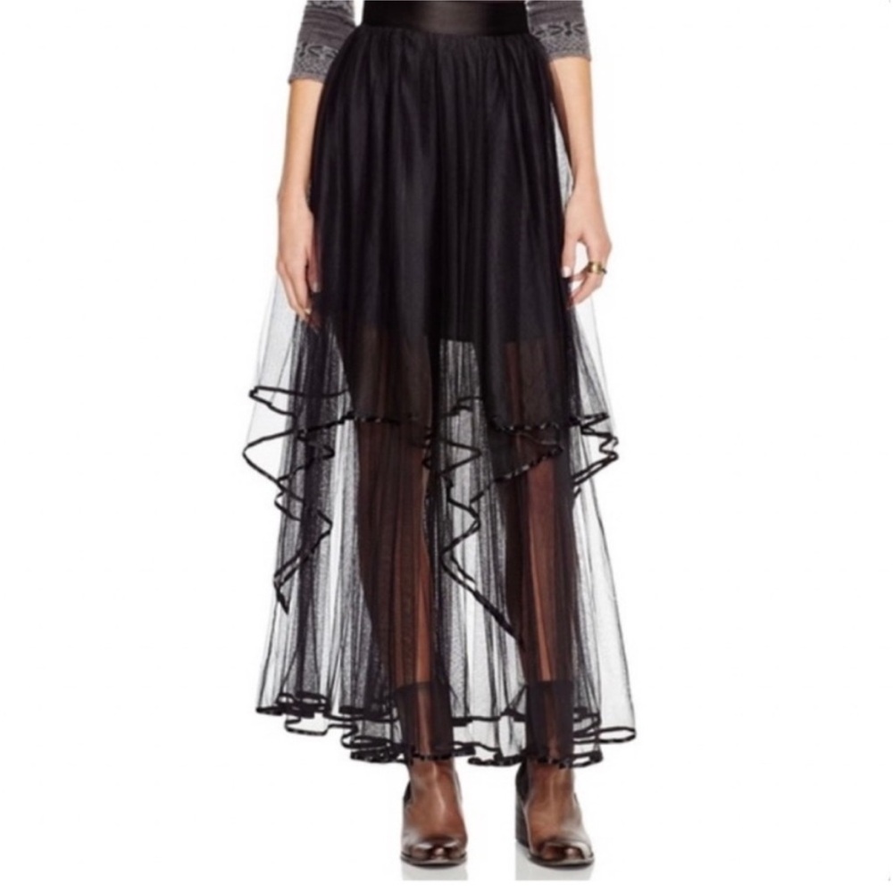 Free People Keep Me Tutu Maxi in Shell Sheer Tulle Skirt